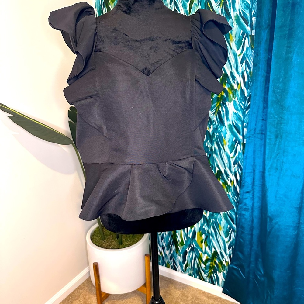 Elegant Black Ruffle Sleeve Top
